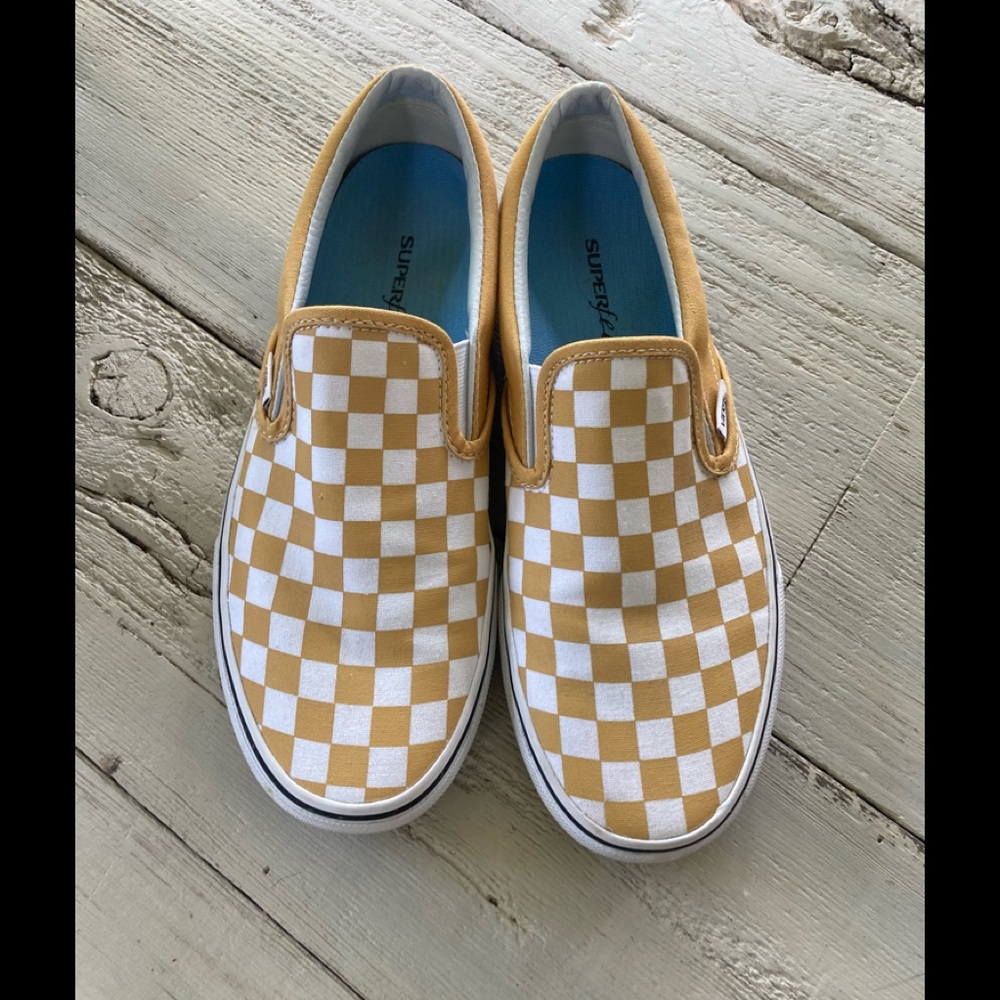 New! Checked yellow and white vans